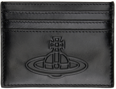 Shop Vivienne Westwood Black Leather Logo Card Holder In N403 Bla