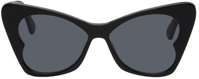 Shop Stella Mccartney Black Butterfly Sunglasses In 01a Shiny Black / Sm