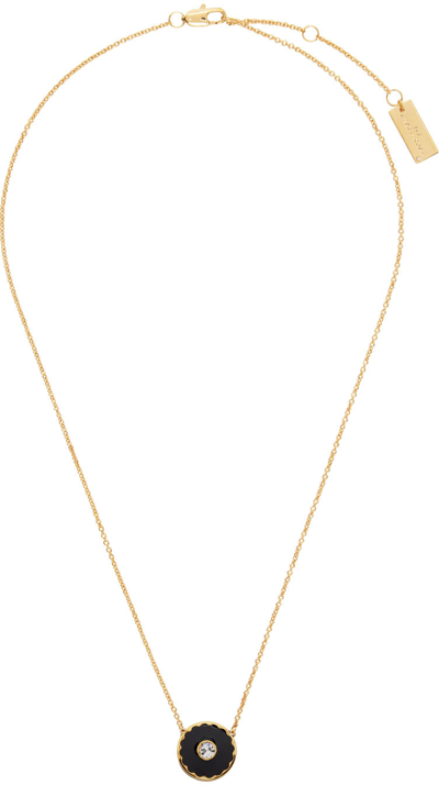 Shop Marc Jacobs Black & Gold 'the Medallion Pendant' Necklace In 065 Black/gold