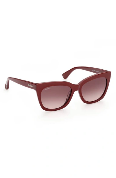 Shop Max Mara 55mm Square Sunglasses In Shiny Red / Gradient Brown