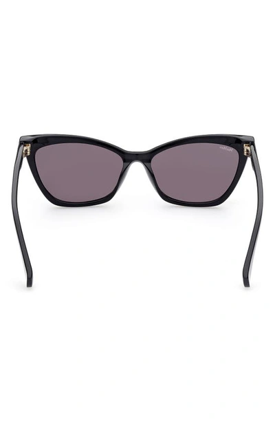 Shop Max Mara 58mm Cat Eye Sunglasses In Shiny Black / Smoke