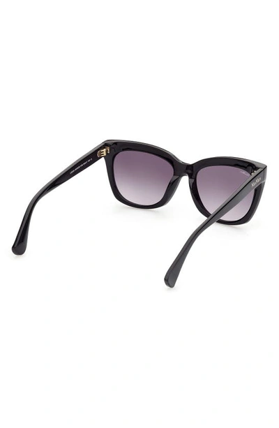 Shop Max Mara 55mm Square Sunglasses In Shiny Black / Gradient Smoke