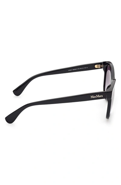 Shop Max Mara 56mm Butterfly Sunglasses In Shiny Black / Gradient Smoke