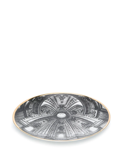Fornasetti Cupola Sant'ivo Alla Sapienza-print Wall Plate In Black
