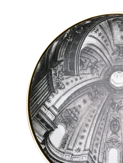 Fornasetti Cupola Sant'ivo Alla Sapienza-print Wall Plate In Black
