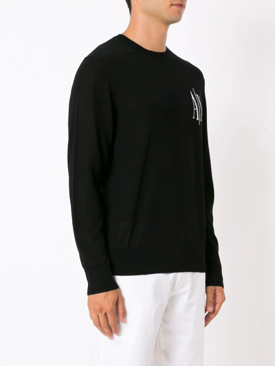 Shop Armani Exchange Intarsia Logo Wool Jumper In Black