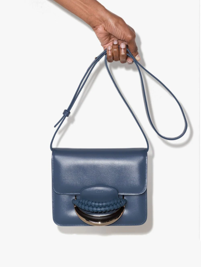 Shop Chloé Kattie Leather Clutch Bag In Blau