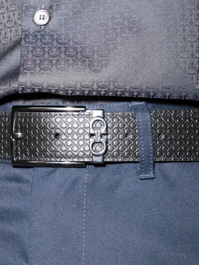 Ferragamo Double Logo-embossed Leather Belt In Schwarz