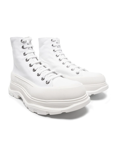 Alexander Mcqueen 50mm High-top Cotton Canvas Sneakers In White