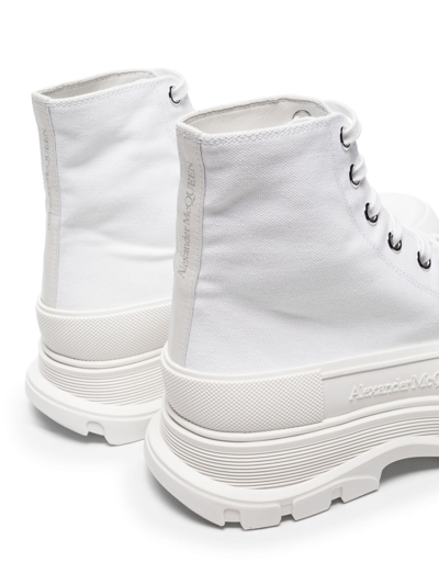 Alexander Mcqueen 50mm High-top Cotton Canvas Sneakers In White