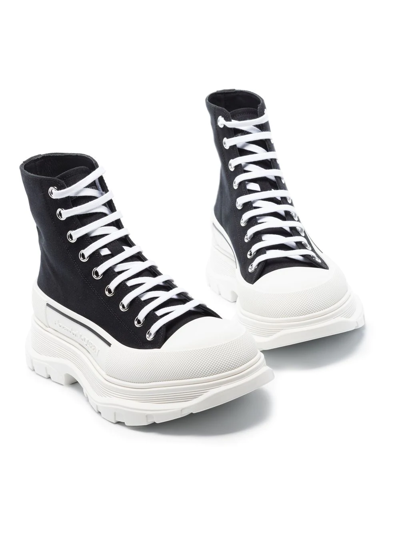 Alexander Mcqueen Alexander Mc Queen Black Canvas Tread Slick Boots In Schwarz
