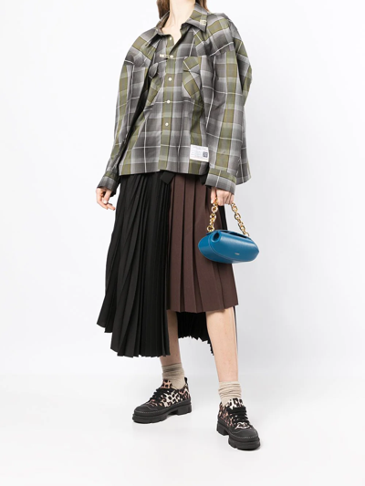 Shop Miharayasuhiro Checked Layered-sleeve Shirt In Green