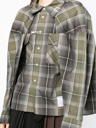 Shop Miharayasuhiro Checked Layered-sleeve Shirt In Green