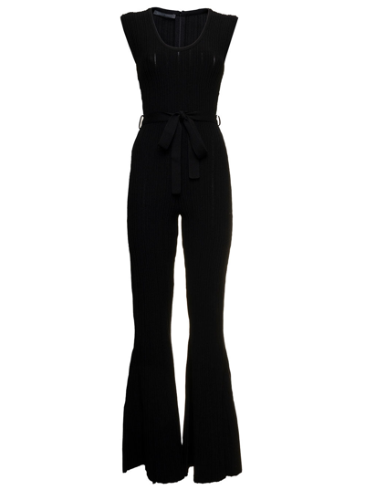 Shop Alberta Ferretti Flare  Viscose Jumpsuit With Bow  Woman In Black