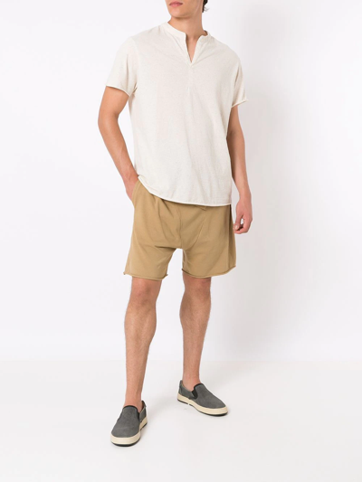 Shop Osklen Drop-crotch Track Shorts In Brown
