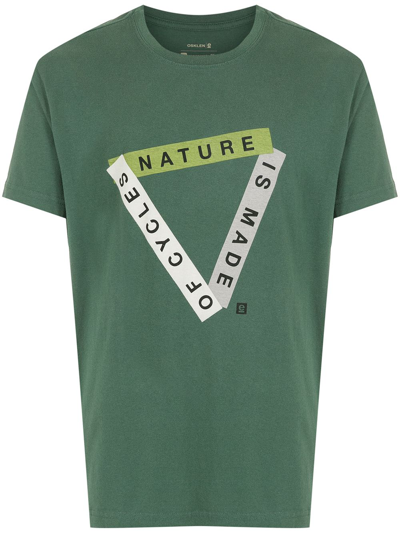 Shop Osklen Slogan-print Cotton T-shirt In Green