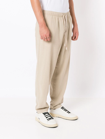 Shop Osklen Loose-fit Linen-blend Trousers In Neutrals