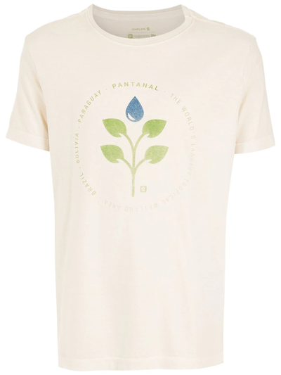 Shop Osklen Botanical-print Cotton T-shirt In Neutrals