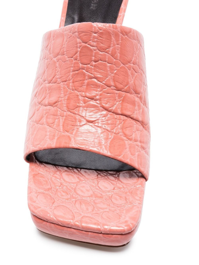 Shop By Far Open-toe Crocodile-effect Sandals In Rosa