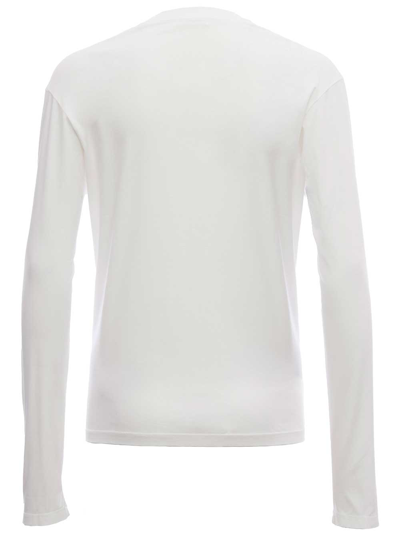 Shop Jil Sander Long-sleeved White Cotton T-shirt