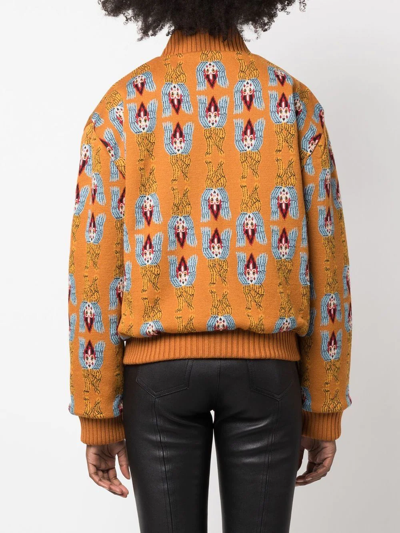 Shop La Doublej Reversible Jacquard-knit Bomber Jacket In Orange