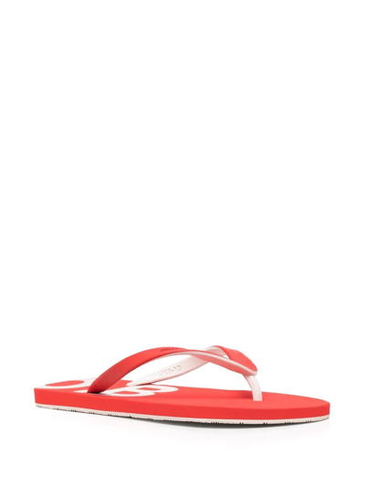 Orlebar Brown Haston Logo Flat Flip-flops In Red
