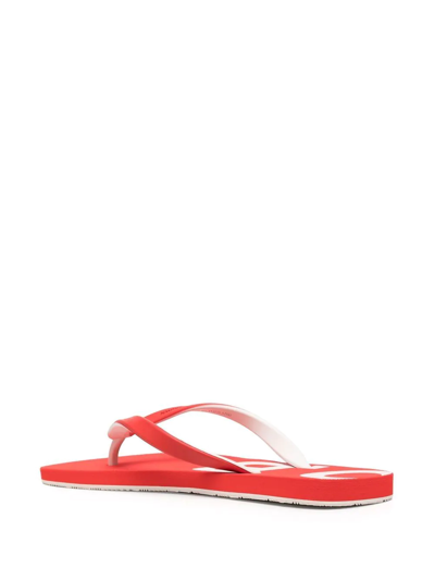 Orlebar Brown Haston Logo Flat Flip-flops In Red
