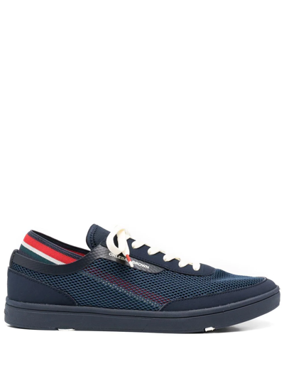 Shop Orlebar Brown Larson Striped Low-top Sneakers In Blue