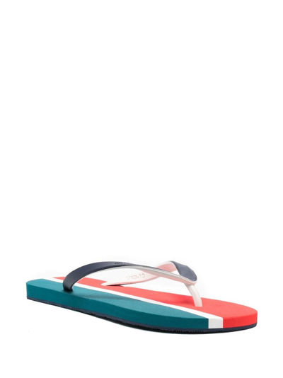 Shop Orlebar Brown Haston Stripe Flip Flops In Blue