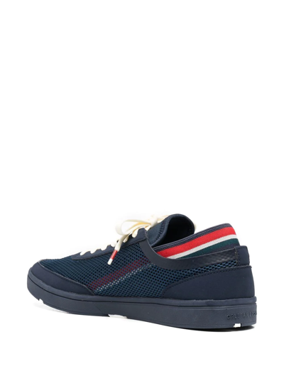 Shop Orlebar Brown Larson Striped Low-top Sneakers In Blue