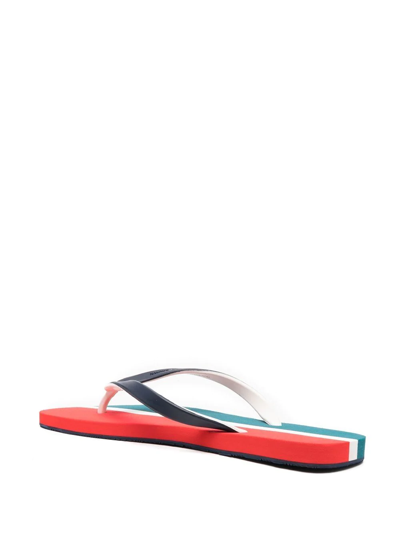 Orlebar Brown Haston Stripe Flip Flops In Blue