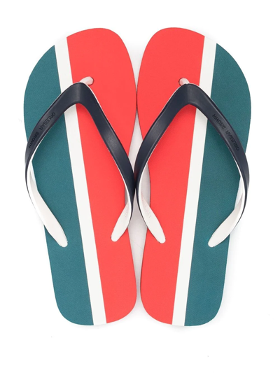 Orlebar Brown Haston Stripe Flip Flops In Blue