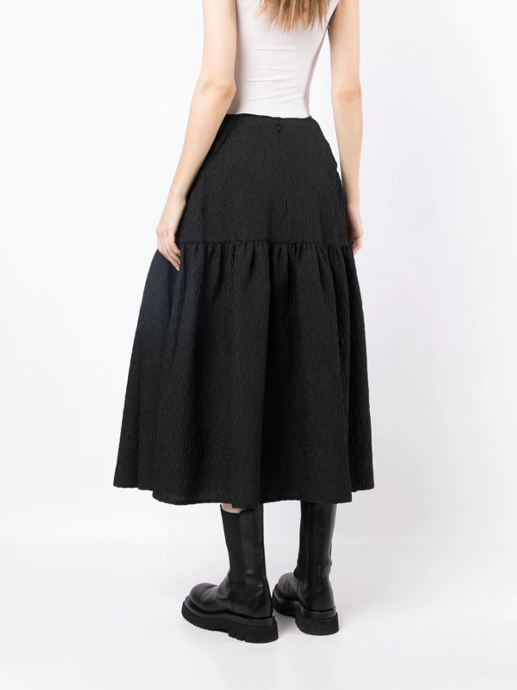 Cecilie Bahnsen Justice Bow Detail Recycled Polyester Midi Skirt In Black |  ModeSens