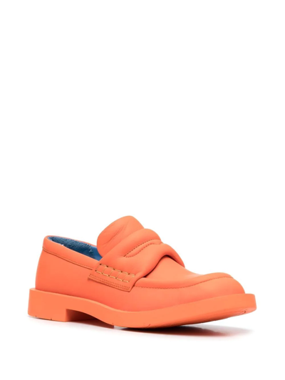 Shop Camperlab Square-toe Leather Loafers In Orange