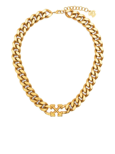 Shop Off-white Arrows Curb Chain Necklace In Gold