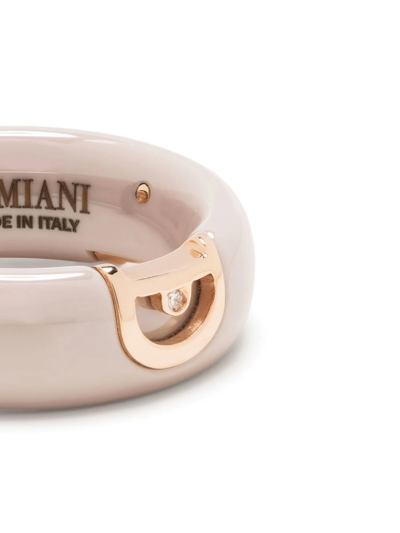 Shop Damiani 18kt Rose Gold D.icon Diamond Ceramic Band Ring In Pink