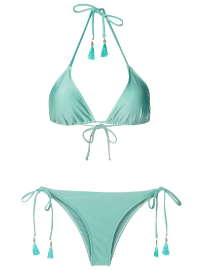 Lygia & Nanny Maya Tie-fastening Bikini Set In Blue