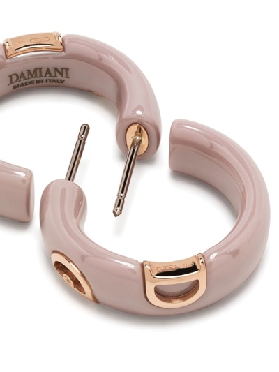 Shop Damiani 18kt Rose Gold D.icon Diamond Hoop Earrings In Pink