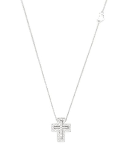 Shop Damiani 18kt White Gold Belle Époque Diamond Necklace In Silver