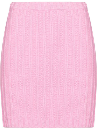 Shop Blumarine High-rise Knitted Skirt In Rosa
