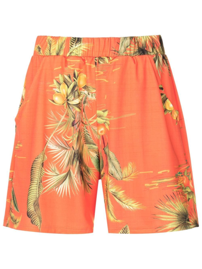 Shop Lygia & Nanny Floral-print High-waist Shorts In Orange