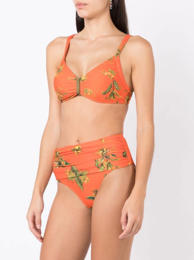 Shop Lygia & Nanny Floral-print Bikini Bottoms In Orange