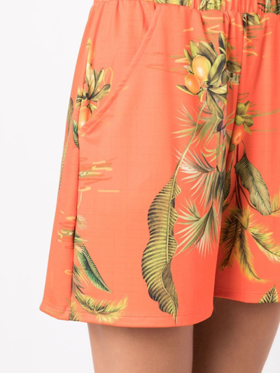 Shop Lygia & Nanny Floral-print High-waist Shorts In Orange