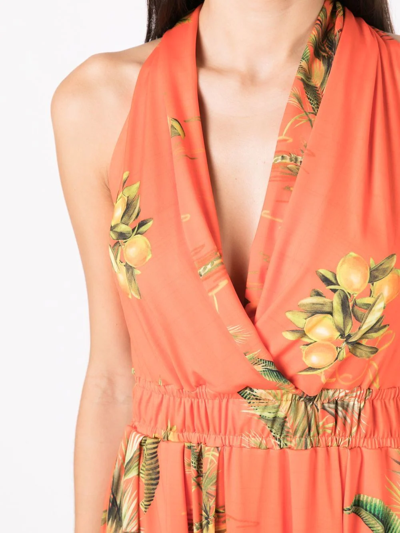 Shop Lygia & Nanny Floral-print Halterneck Dress In Orange