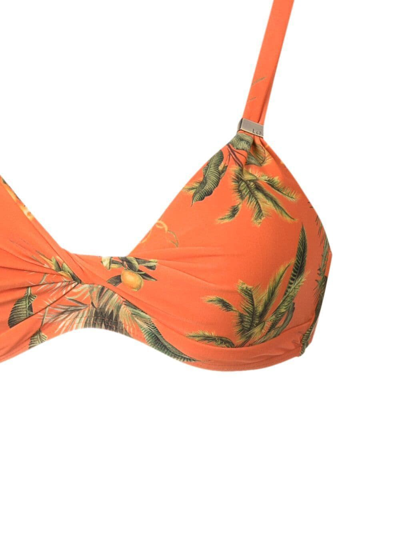 Shop Lygia & Nanny Floral-print Tie-fastened Bikini In Orange