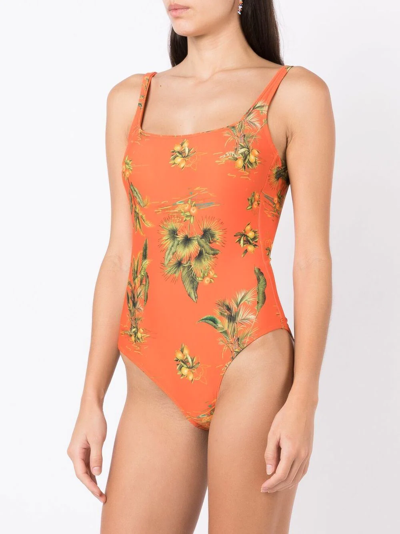Lygia & Nanny Hapuna Floral-print Swimsuit In Orange
