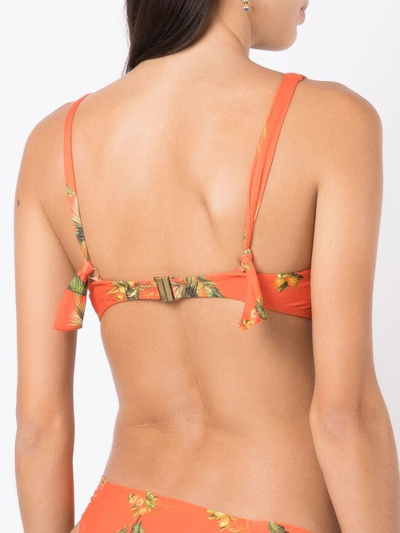 Shop Lygia & Nanny Carla Floral-print Bikini Top In Orange