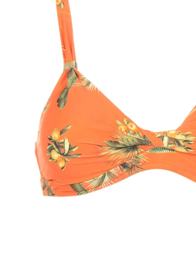 Shop Lygia & Nanny Carla Floral-print Bikini Top In Orange