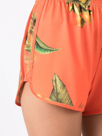 Shop Lygia & Nanny Floral-print High-waist Shorts In Orange