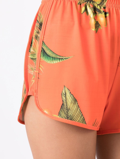 Lygia & Nanny Floral-print High-waist Shorts In Orange